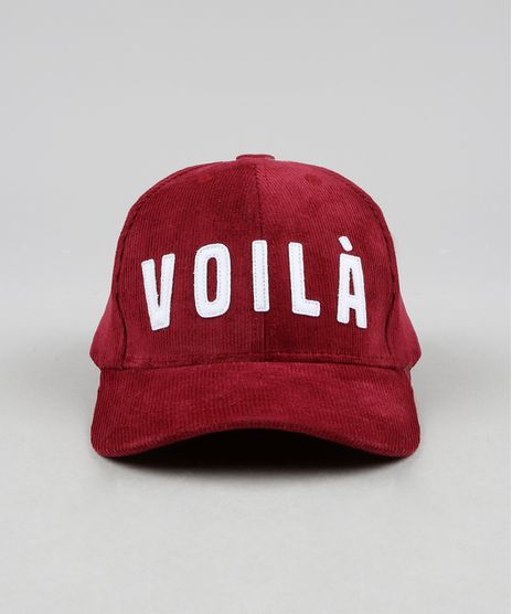 Bone-Feminino-Aba-Curva--Volia--em-Veludo-Cotele-Vinho-9526743-Vinho_1