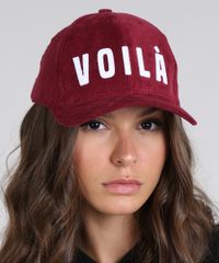 Bone-Feminino-Aba-Curva--Volia--em-Veludo-Cotele-Vinho-9526743-Vinho_2