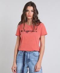 Blusa-Feminina-com-Estampa-Flocada-com-Brilho-Manga-Curta-Coral-9502014-Coral_1