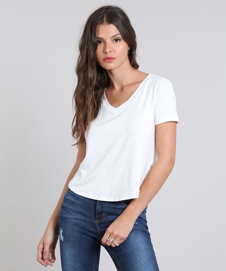 blusa manga curta branca feminina