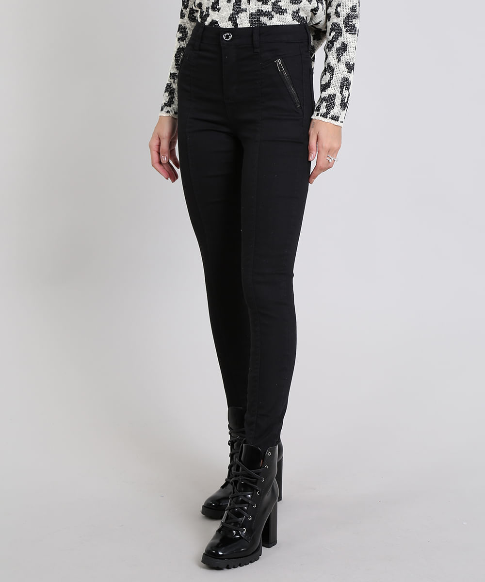 calça jeans skinny preta feminina