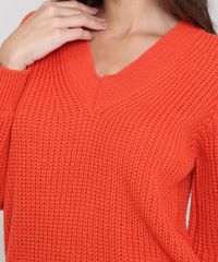 Sueter-Feminino-em-Trico-Decote-V-Laranja-9492615-Laranja_4