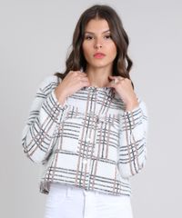 Jaqueta-Feminina-em-Trico-Felpado-Xadrez-com-Brilho-Branca-9437215-Branco_1