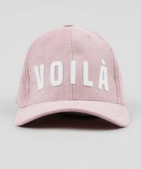 Bone-Feminino-Aba-Curva--Voila--em-Veludo-Cotele-Rose-9526742-Rose_1