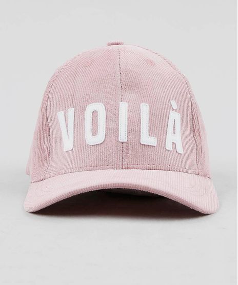 Bone-Feminino-Aba-Curva--Voila--em-Veludo-Cotele-Rose-9526742-Rose_1
