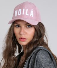 Bone-Feminino-Aba-Curva--Voila--em-Veludo-Cotele-Rose-9526742-Rose_2