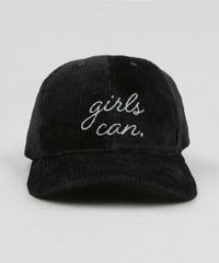 Bone-Feminino-Aba-Curva--Girls-Can--em-Veludo-Cotele-Preto-9526747-Preto_1