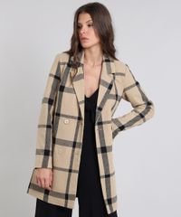 Casaco-Feminino-Xadrez-com-Bolsos-Kaki-9363334-Kaki_1