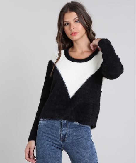 Sueter-Feminino-em-Trico-Felpado-Geometrico-Preto-9358878-Preto_1