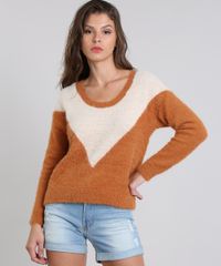 Sueter-Feminino-em-Trico-Felpado-Geometrico-Caramelo-9358878-Caramelo_1