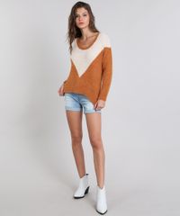 Sueter-Feminino-em-Trico-Felpado-Geometrico-Caramelo-9358878-Caramelo_3
