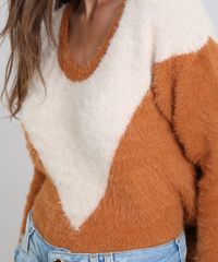 Sueter-Feminino-em-Trico-Felpado-Geometrico-Caramelo-9358878-Caramelo_4