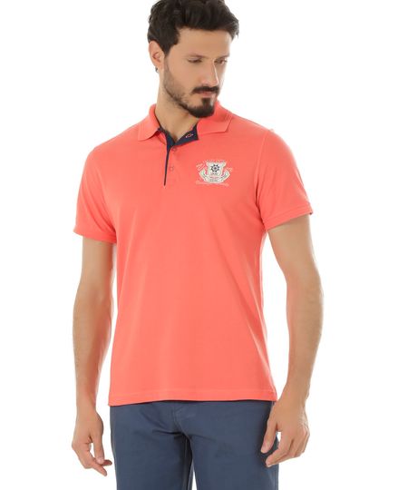 Polo-em-Piquet-com-Bordado-Coral-8439832-Coral_1 Polo-em-Piquet-com-Bordado-Coral-8439832-Coral_1