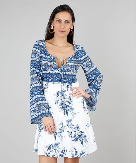 Vestido-Feminino-Estampado-Floral-com-Tassel-Manga-Longa-Sino-Azul-9506577-Azul_1