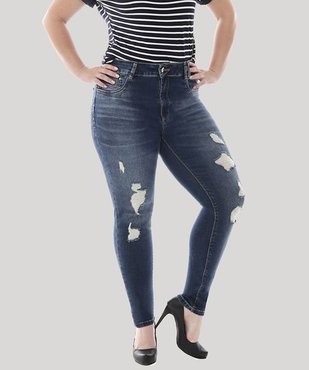 Calca-Jeans-Feminina-Cigarrete-com-Rasgos-Plus-Size--Azul-Escuro-9582668-Azul_Escuro_1