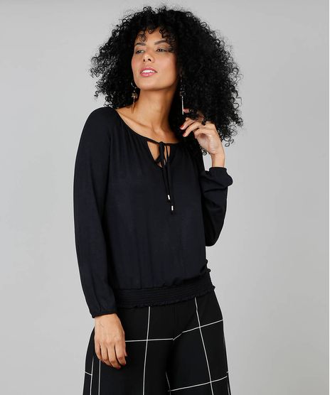 Blusa-Feminina-Malha-Com-Laco-Preta-9509462-Preto_1
