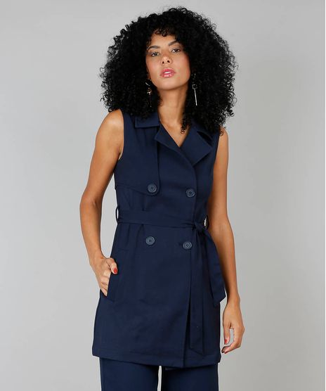 Colete-Feminino-Longo-de-Sarja-Gola-Tailleur-Azul-Marinho-9439220-Azul_Marinho_1