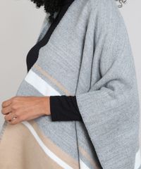 Kimono-Feminino-Listrado-em-Trico-Manga-3-4-Cinza-9398114-Cinza_4