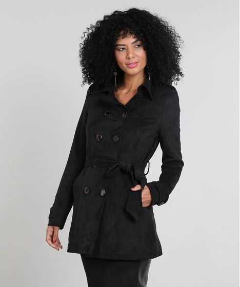 trench coat preto feminino