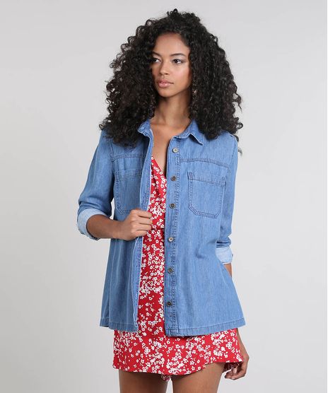Jaqueta-Jeans-Feminina-com-Bolsos-Azul-Medio-9537695-Azul_Medio_1