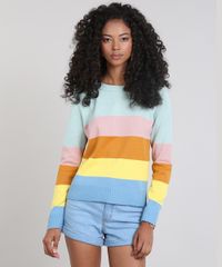 Sueter-Feminino-em-Trico-Listrado-Decote-Redondo-Verde-Agua-9487948-Verde_Agua_1