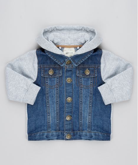 jaqueta jeans com moletom infantil
