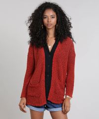Cardigan-Feminino-em-Trico-com-Bolsos-Laranja-9345840-Laranja_1