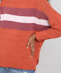 Sueter-Feminino-Listrado-em-Trico-Manga-Longa-Laranja-9356817-Laranja_4