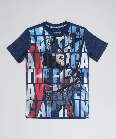 Camiseta Infantil Botonê Capitão América Manga Curta Azul Marinho Menor preço em Camiseta Infantil Botonê Capitão América Manga Curta Azul Marinho