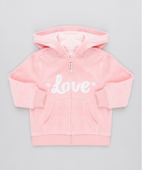 Blusao-Infantil--Love--em-Plush-com-Capuz-Rosa-9345936-Rosa_1