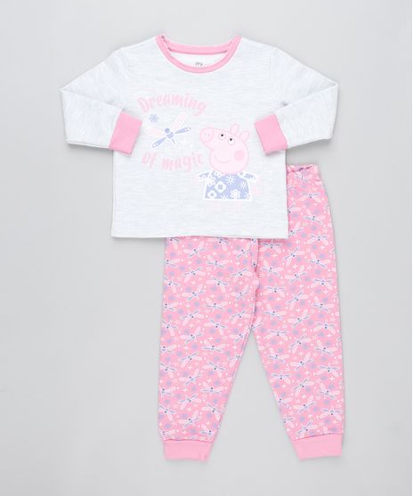 Pijama-de-Inverno-Infantil-Peppa-Pig-em-Moletom-Manga-Longa-Cinza-Mescla-9476367-Cinza_Mescla_1