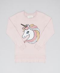 Sueter-Infantil-em-Trico-Unicornio-com-Paetes-Rosa-Claro-9434402-Rosa_Claro_1