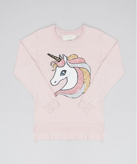 Sueter-Infantil-em-Trico-Unicornio-com-Paetes-Rosa-Claro-9434402-Rosa_Claro_1