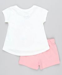 Conjunto-Infantil-Ariel-A-Pequena-Sereia-Manga-Curta-Off-White---Short-em-moletom-Rosa-Claro-9541028-Rosa_Claro_2