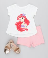 Conjunto-Infantil-Ariel-A-Pequena-Sereia-Manga-Curta-Off-White---Short-em-moletom-Rosa-Claro-9541028-Rosa_Claro_3
