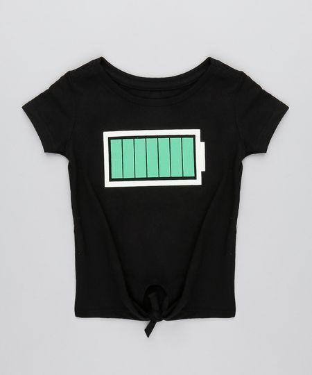 Blusa-Infantil-Bateria-Carregada-com-Amarracao-Manga-Curta-e-Decote-Redondo-Preto-9539683-Preto_1