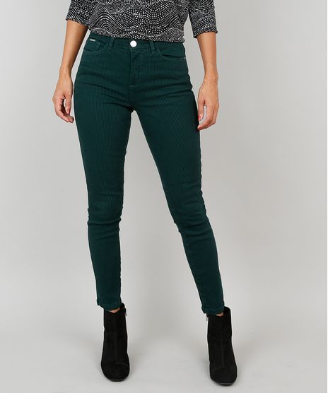 Calca-em-Sarja-Feminina-Skinny-Canelada--Verde-9546924-Verde_1