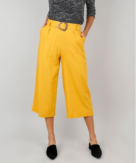 Calca-Feminina-Pantacourt-com-Faixa-para-Amarrar-Amarelo-Escuro-9521122-Amarelo_Escuro_1
