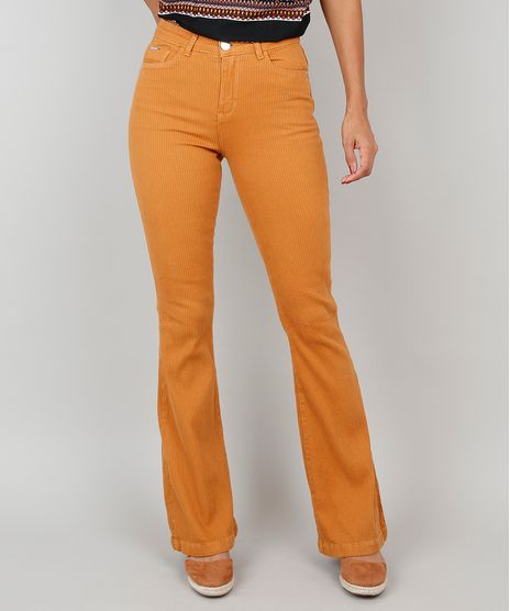 Calca-em-Sarja-Feminina-Flare-Canelada-Caramelo-9546927-Caramelo_1