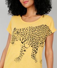 Blusa-Feminina-Botone-com-Estampa-de-Onca-Manga-Curta-Mostarda-9511440-Mostarda_4