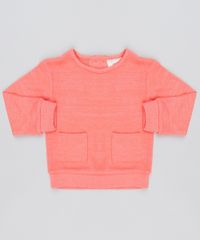 Sueter-Infantil-em-Trico-com-Bolsos-Coral-9435317-Coral_1