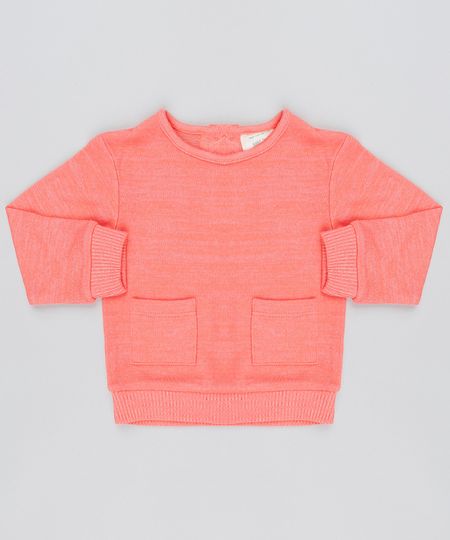 Sueter-Infantil-em-Trico-com-Bolsos-Coral-9435317-Coral_1 Sueter-Infantil-em-Trico-com-Bolsos-Coral-9435317-Coral_1