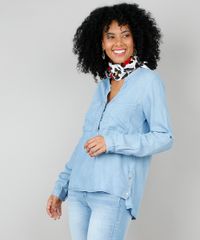Blusa-Jeans-Feminina-com-Bolsos-Manga-Longa-Azul-Claro-9536746-Azul_Claro_1