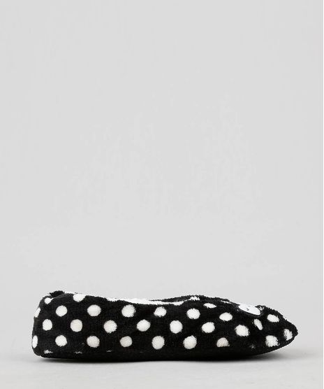 Meia-Sapatilha-Feminina-em-Pelucia-Pinguim-Estampada-de-Poa-Preta-9392519-Preto_1