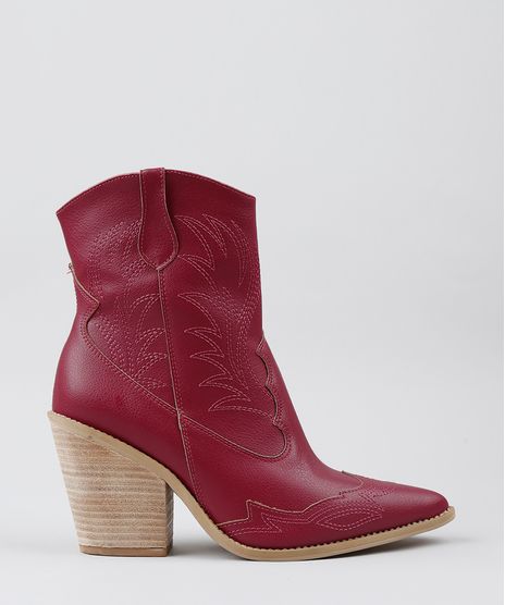 Bota-Feminina-Country-com-Pespontos-Bico-Fino-Vermelha-9544001-Vermelho_1