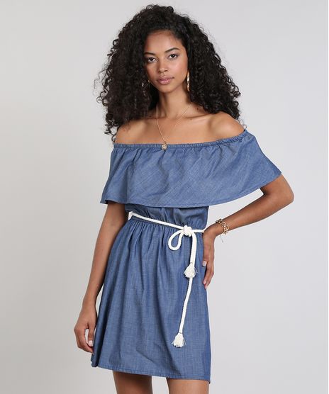 Vestido-Jeans-Feminino-Ombro-a-Ombro-com-Babado-e-Cinto-Azul-Escuro-9536745-Azul_Escuro_1