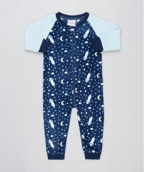 Macacao-Infantil-em-Plush-Estampado-de-Estrelas-Manga-Longa-Azul-Escuro-9364377-Azul_Escuro_1