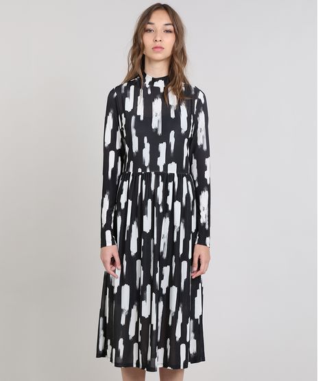 Vestido-Midi-Feminino-Mindset-Estampado-Gola-Alta-Manga-Longa-Preto-9587409-Preto_1