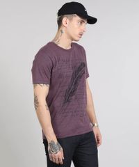 Camiseta-Masculina-com-Estampa-de-Pena-Manga-Curta-Gola-Careca-Roxa-9531801-Roxo_1