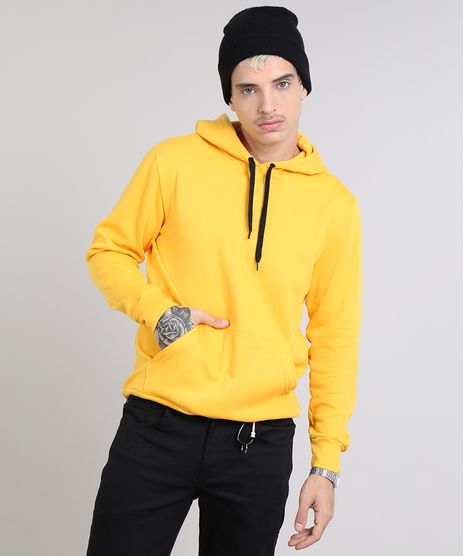 Blusao-Masculino-em-Moletom-Basico-com-Capuz-Amarelo-9484547-Amarelo_1